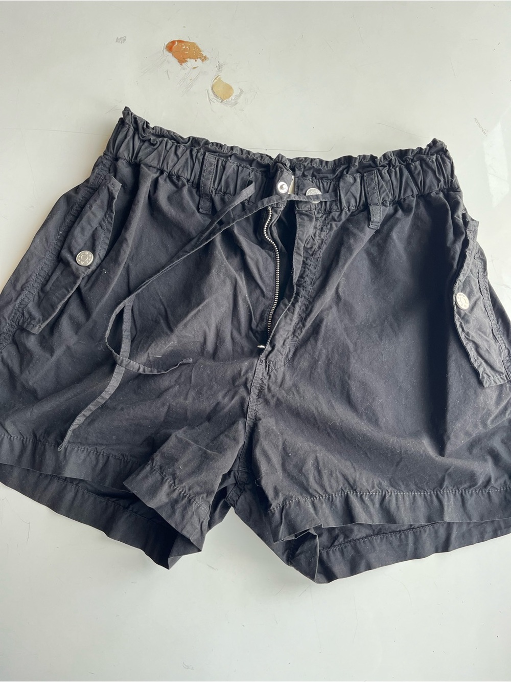 AMO Black Cargo Drawstring Shorts